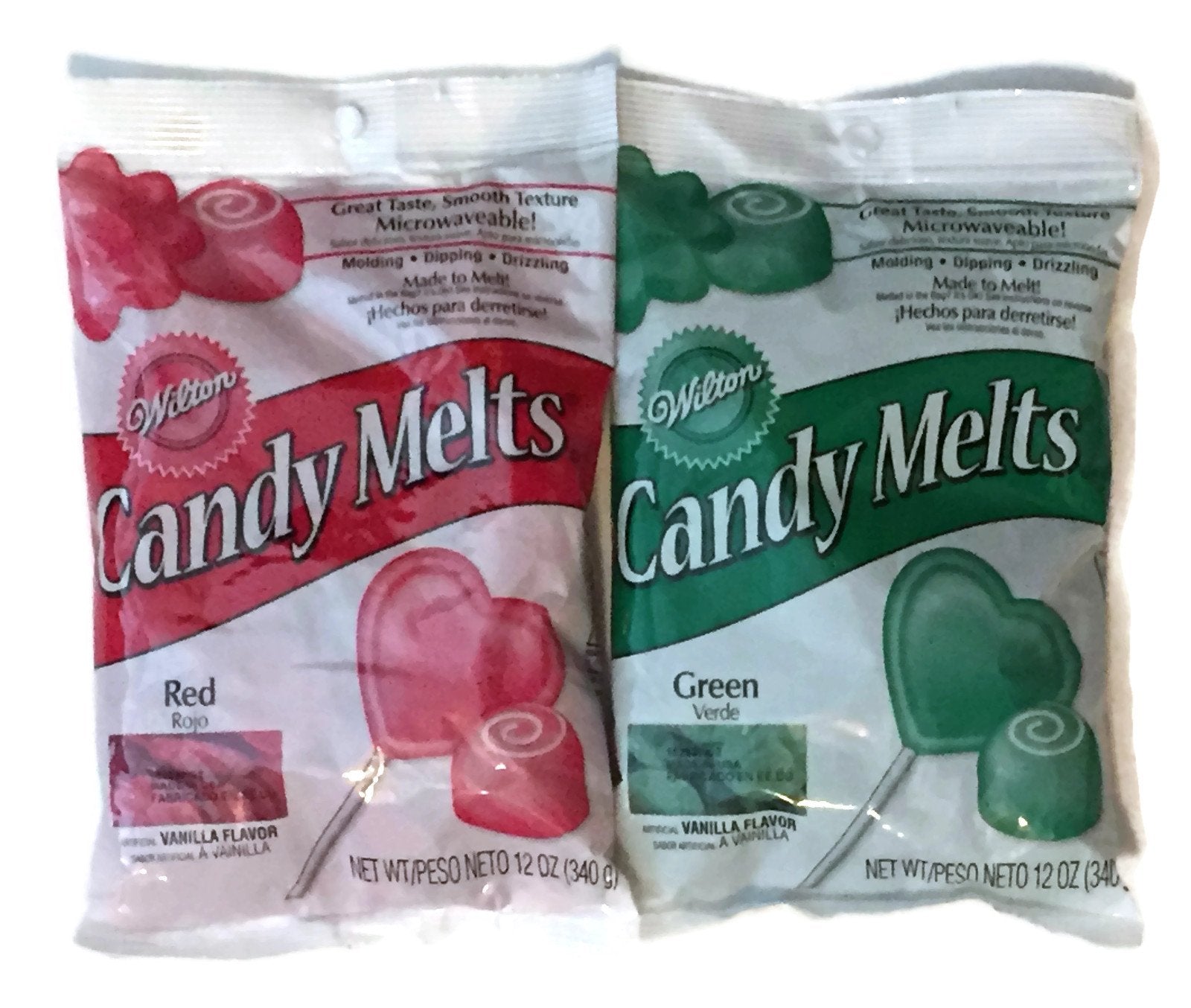 Wilton confites derretibles rojo y verde, listo para derretir y decorar postres festivos.