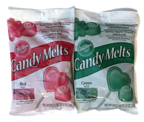 Wilton confites derretibles rojo y verde, listo para derretir y decorar postres festivos.