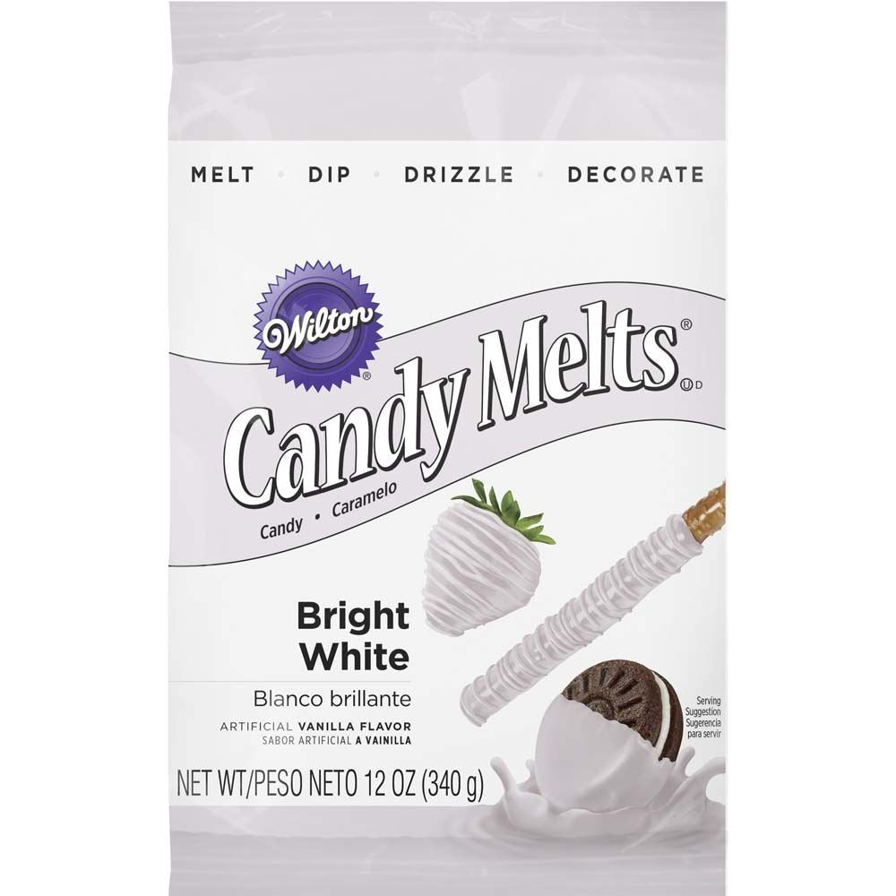 Wilton Coberturas Derretibles blanco brillante en bolsa para recubrimientos suaves de dulces.
