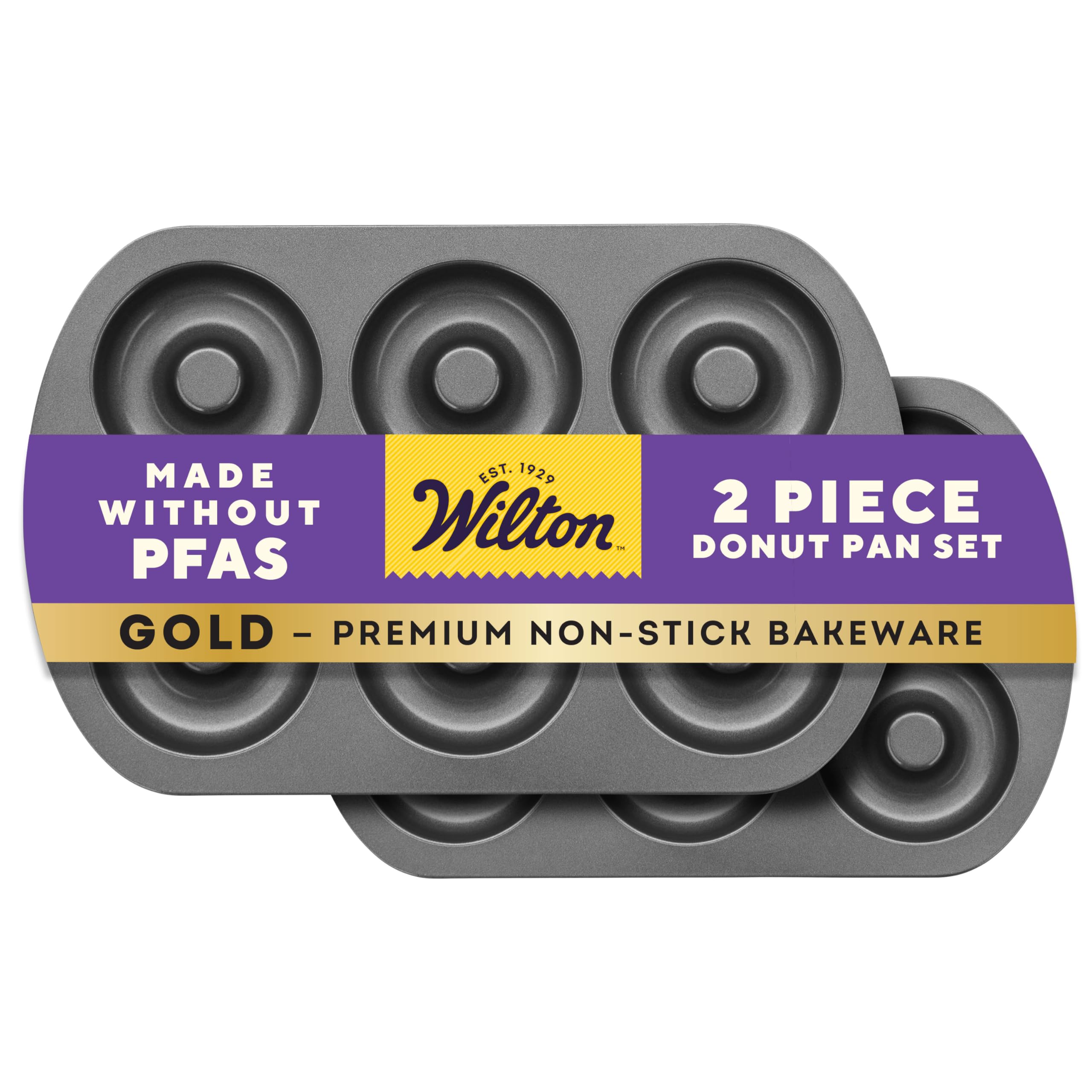 Wilton Gold molde para donas con 12 cavidades, desmolde suave gracias al recubrimiento antiadherente