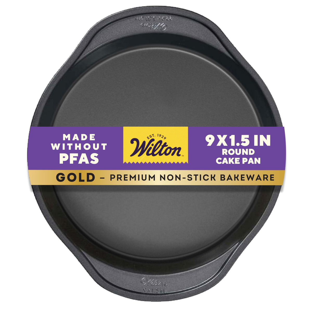 Wilton Gold Premium sartén circular 9x1,5 pulg, desmolde suave y horneado uniforme.