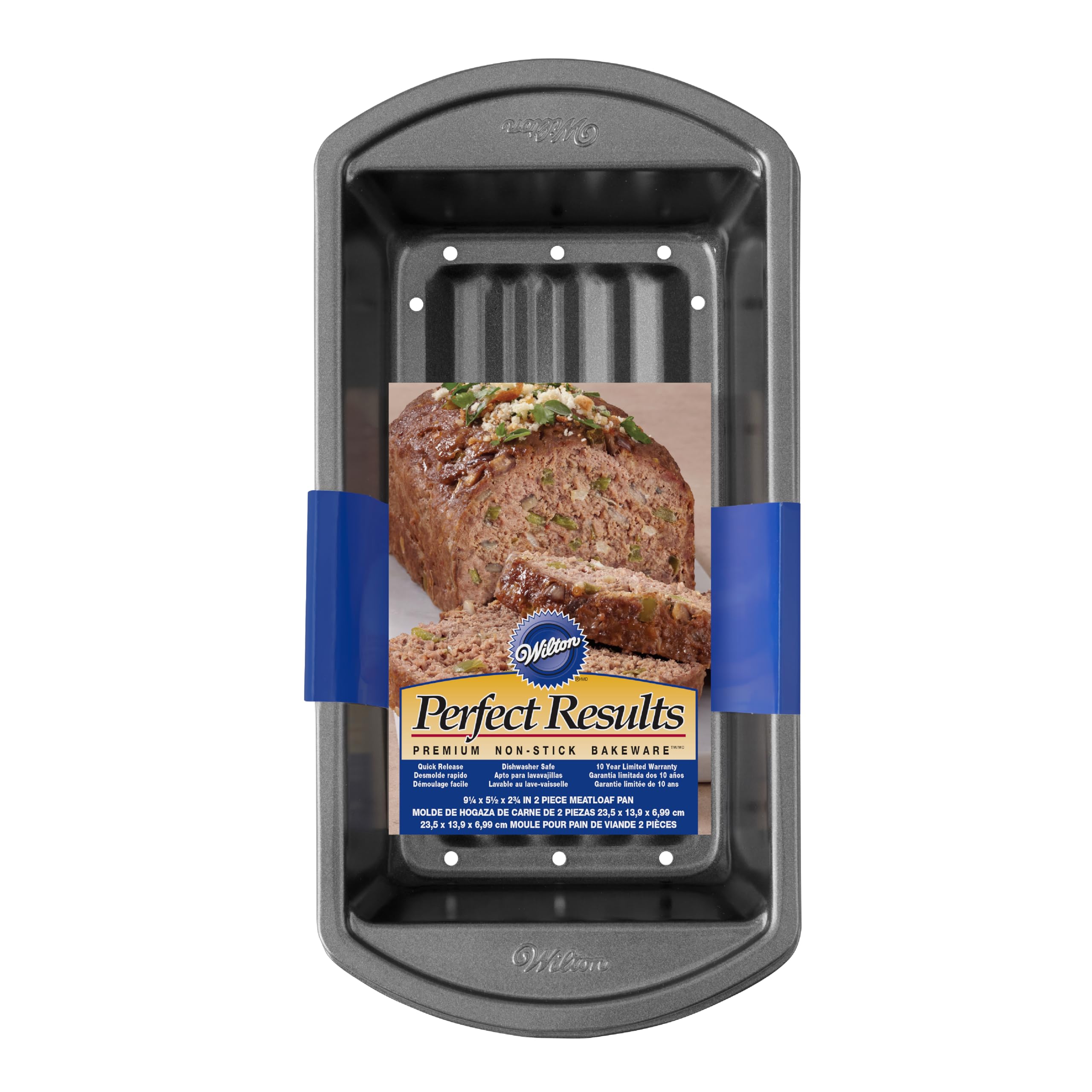 Conjunto Wilton para pastel de carne con drenaje facilita horneado uniforme y grasa escurrida.