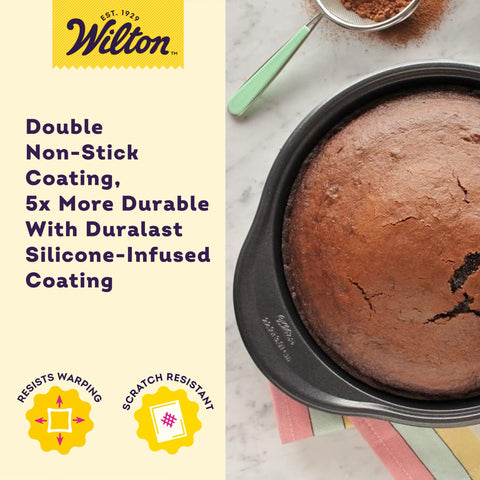 Wilton Platinum con recubrimiento de silicona infusionado facilita desmoldeo y limpieza