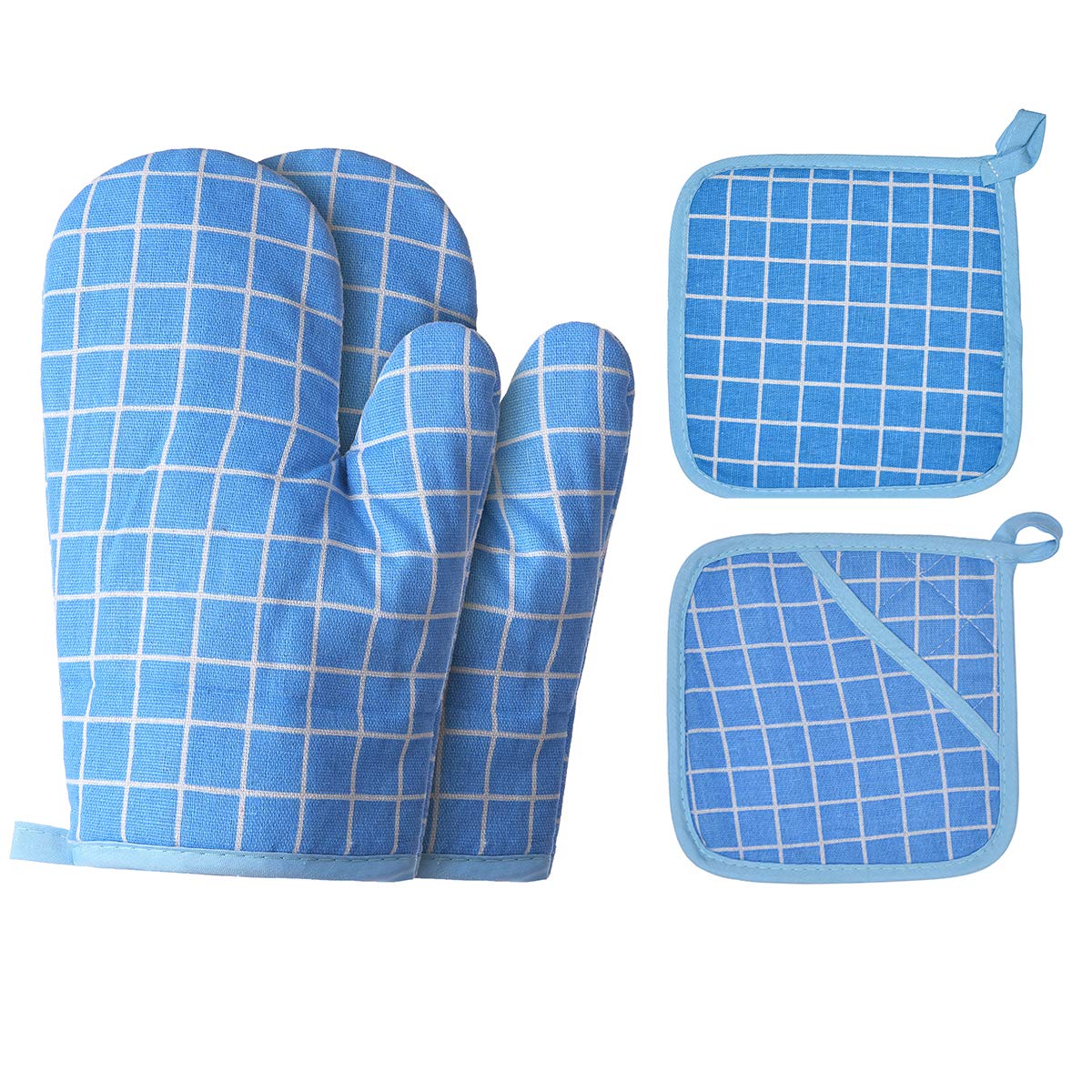 Guantes de horno Win Change, juego de 4 piezas azul, manejo seguro.