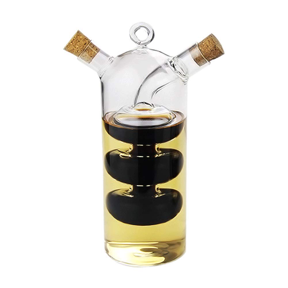 WINAKUI dispensador 2 en 1 con cristal transparente para ver el aceite y el vinagre