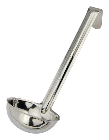 Cucharón Winco inoxidable de 3 onzas para porciones precisas en buffets.