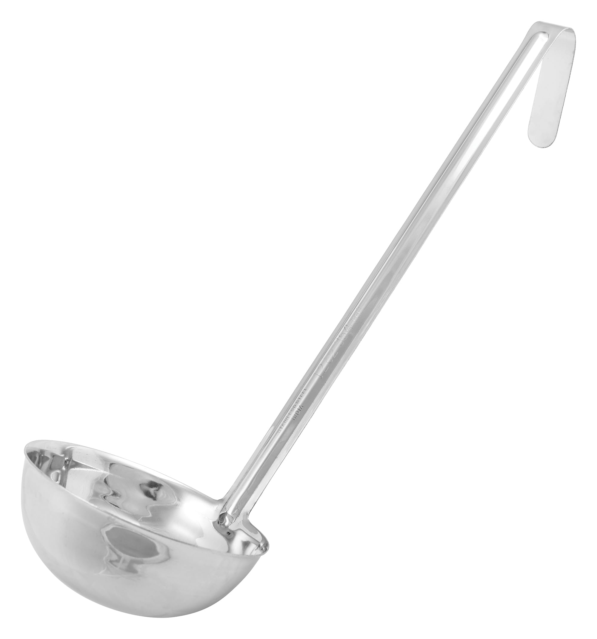 Winco Cucharón de una pieza en acero inoxidable para porciones precisas de sopas y salsas.