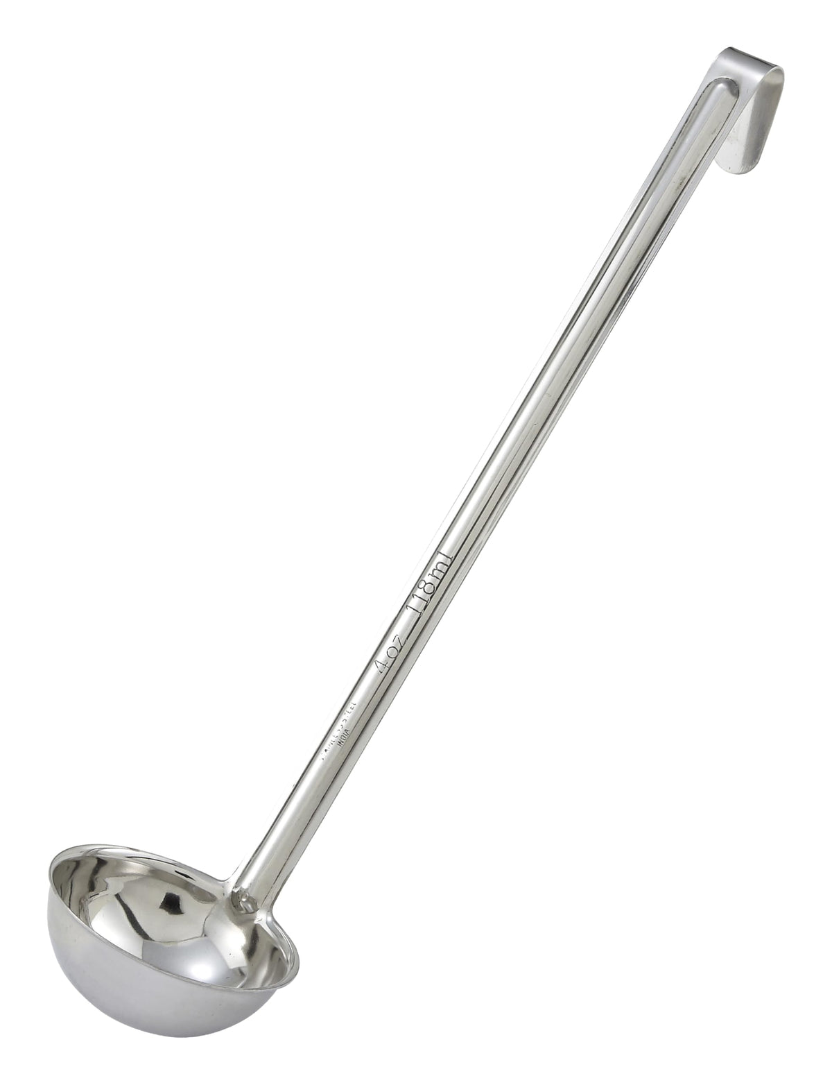 Cucharón Winco LDI-4 de acero inoxidable, 4 onzas, ideal para porciones y servicio diario.