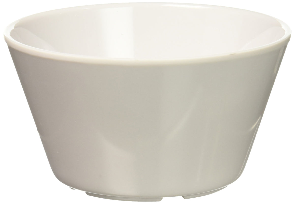 Winco MMB-8W: taza bouillon de melamina blanca, detalle resistente y fácil de lavar.