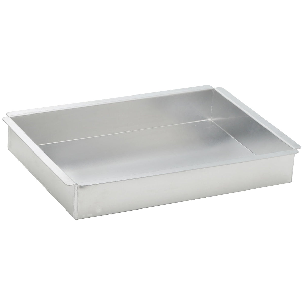 Pan rectangular de aluminio Winco 9x13 con borde extendido para hornear de forma estable.