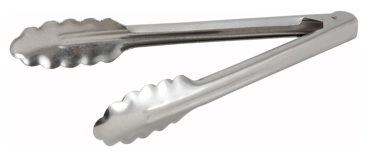 Pinzas Winco UT-9: pinzas de acero inoxidable de 9 pulgadas, útiles para servir y cocinar.
