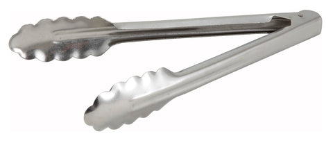 Pinzas Winco UT-9: pinzas de acero inoxidable de 9 pulgadas, útiles para servir y cocinar.