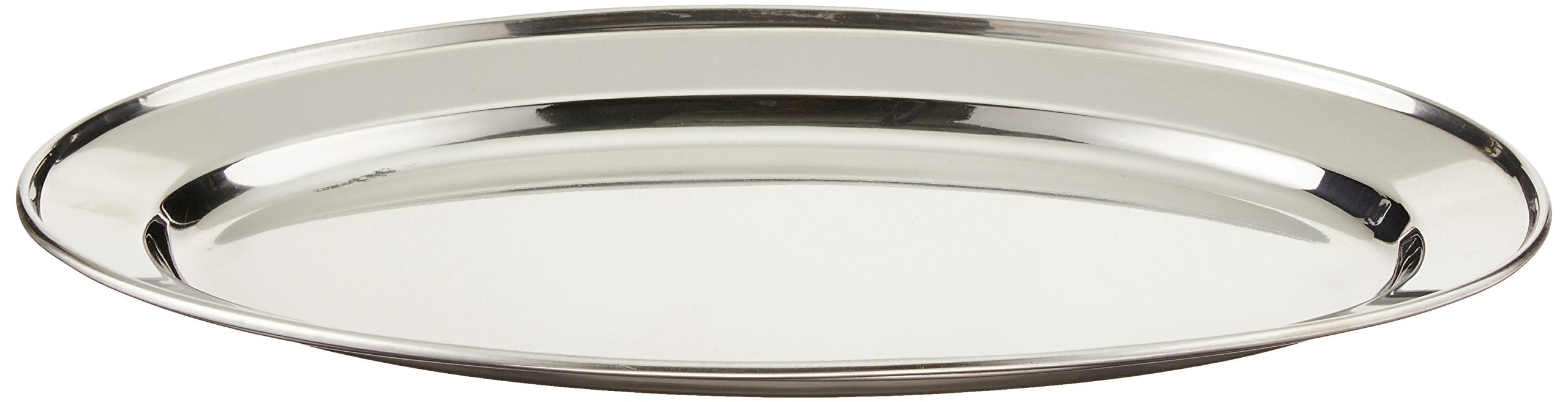 Winco OPL-14, plato ovalado, vista frontal, ideal para servir porciones elegantes en eventos