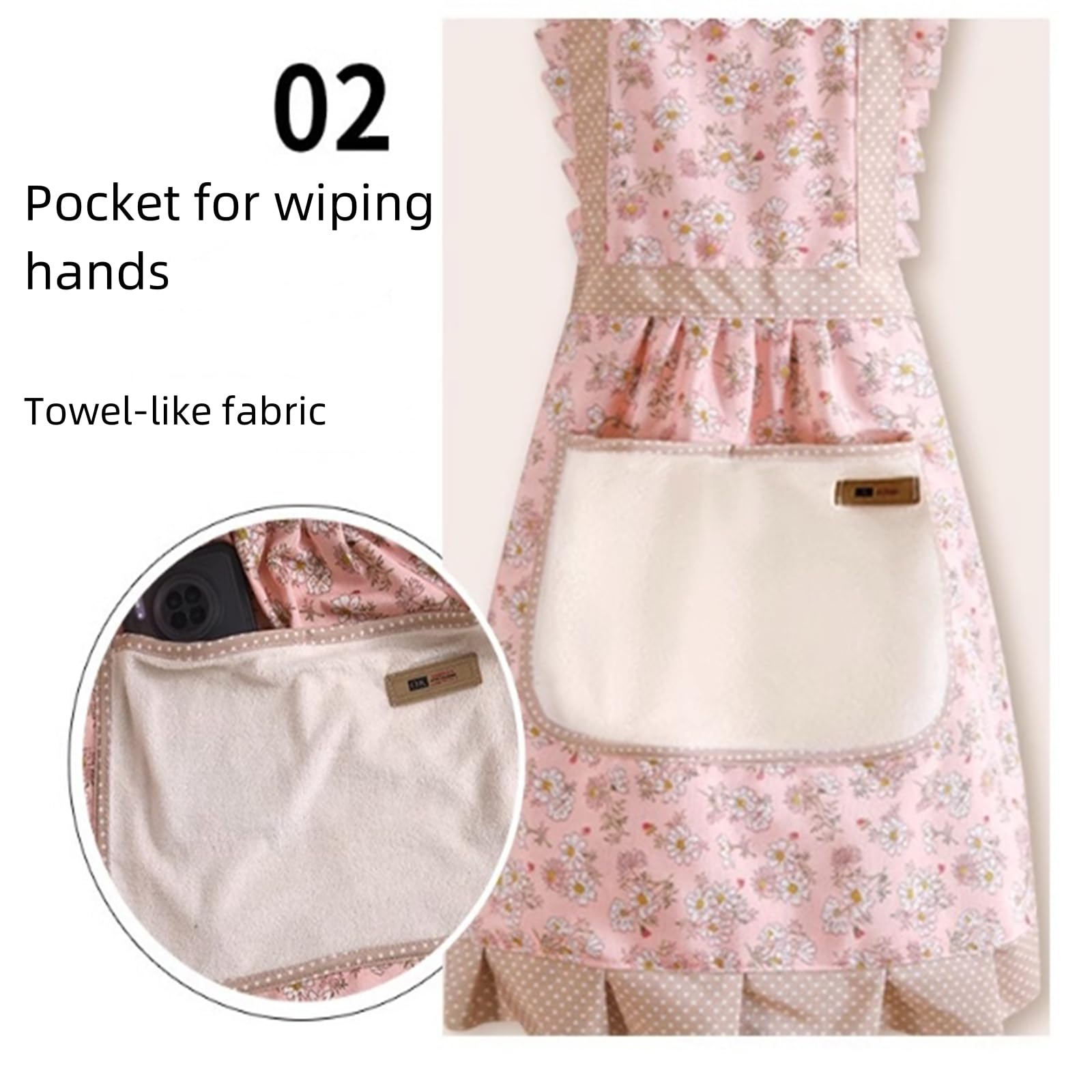 WinDerMo delantal floral con bolsillos amplios; guarda recetas y utensilios.