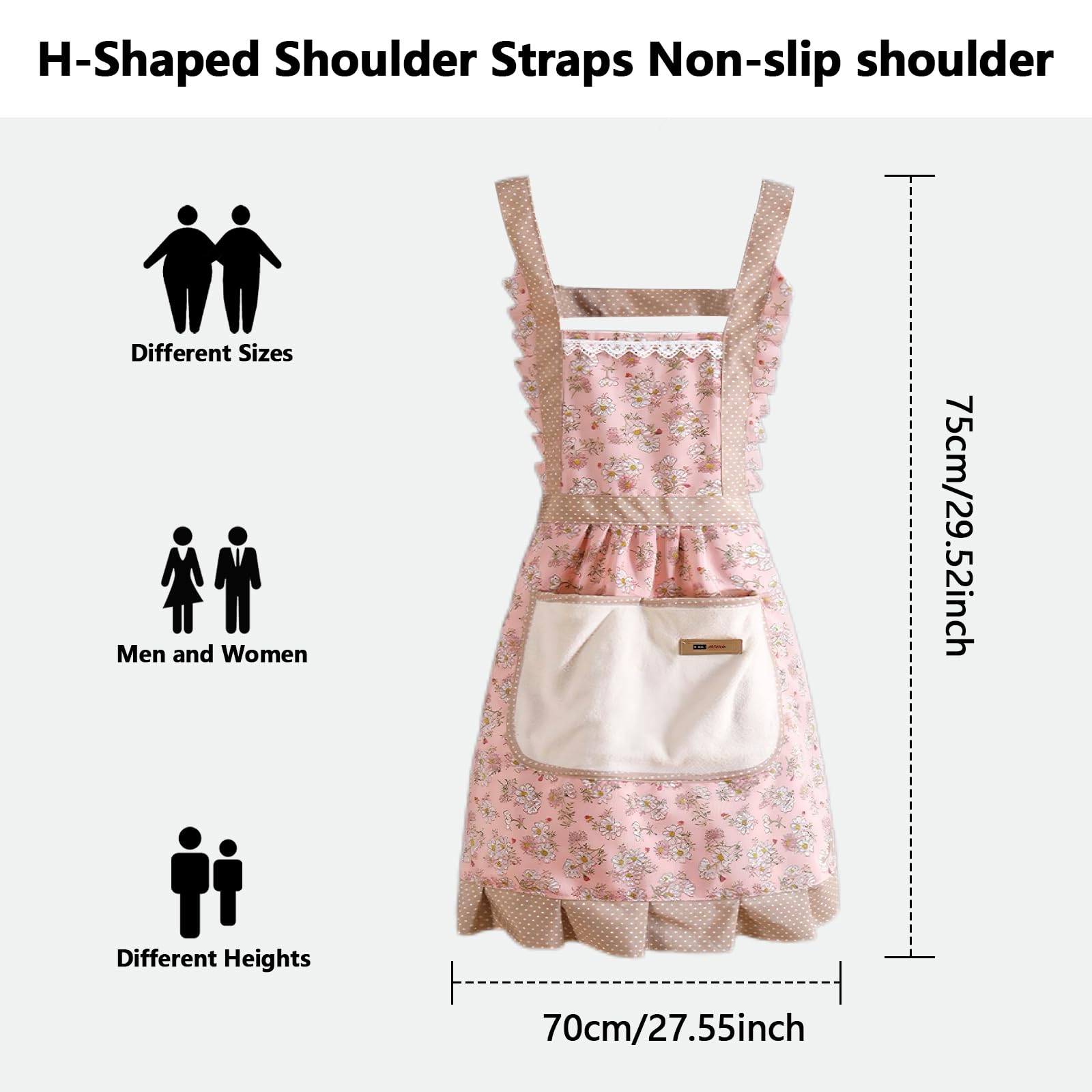 WinDerMo delantal floral para dama; práctico en limpieza del hogar.