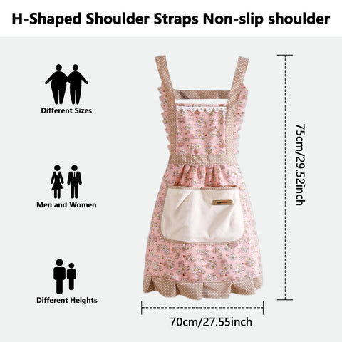 WinDerMo delantal floral para dama; práctico en limpieza del hogar.