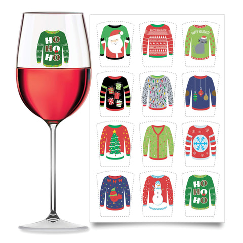 Wine Wear marcadores de copa navideños para identificar bebidas.