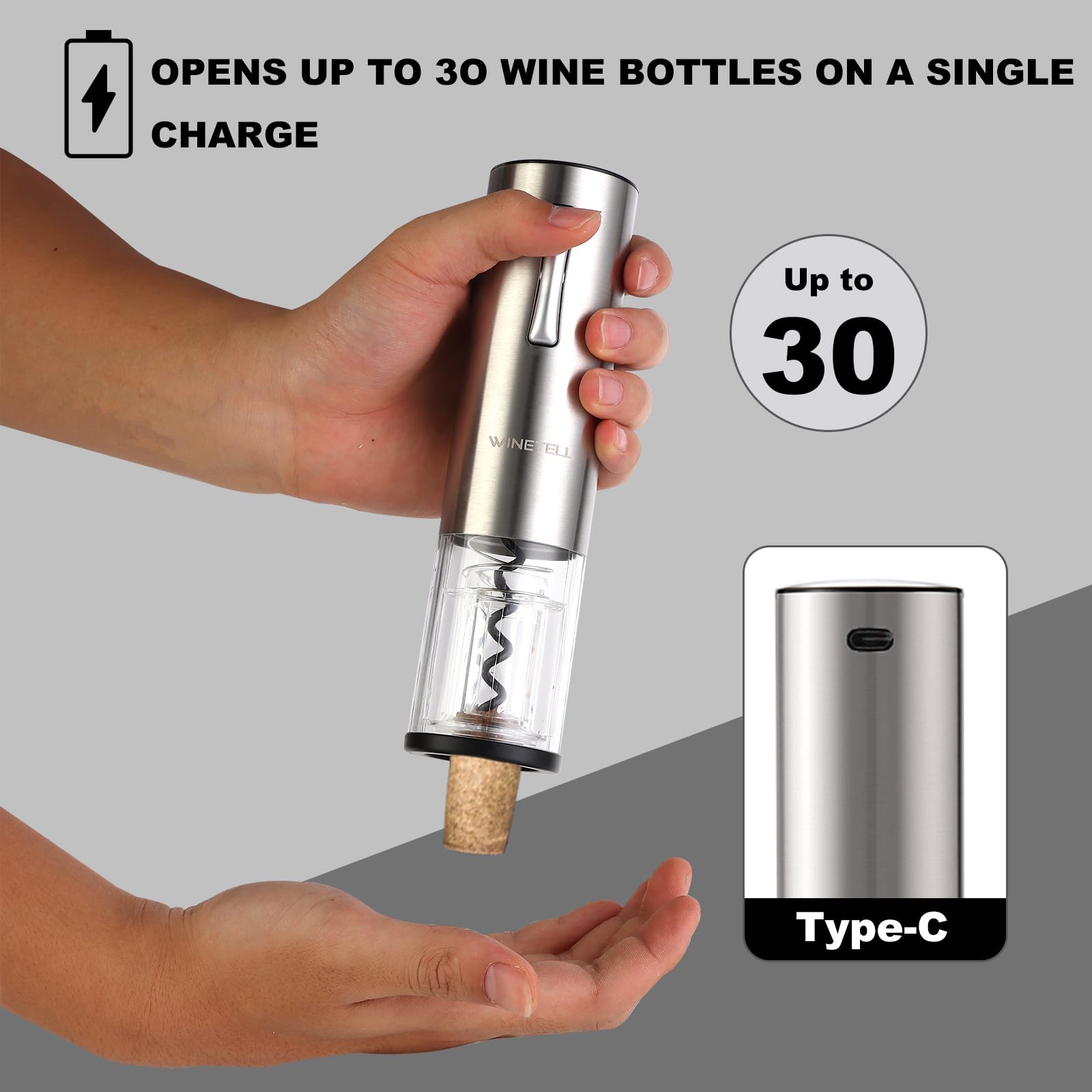 WINETELL acero inoxidable y carcasa transparente con diseño moderno