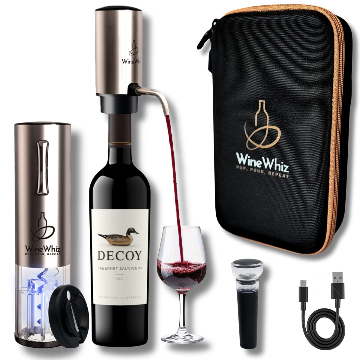 WineWhiz abridor eléctrico de vino: apertura rápida sin esfuerzo
