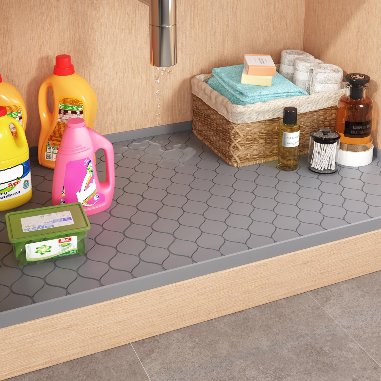 Winisok borde elevado 1.6 cm, evita derrames en gabinetes.