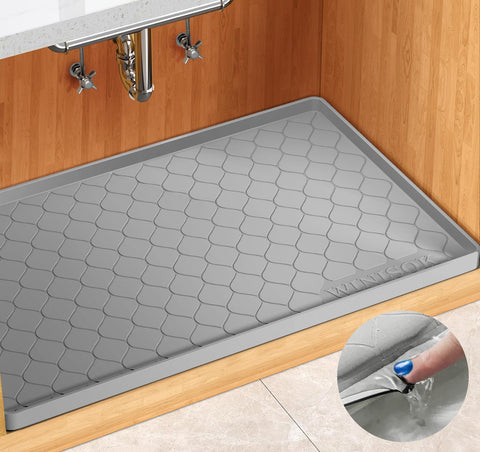 Winisok esterilla de silicona para bajo fregadero protege gabinetes ante derrames.
