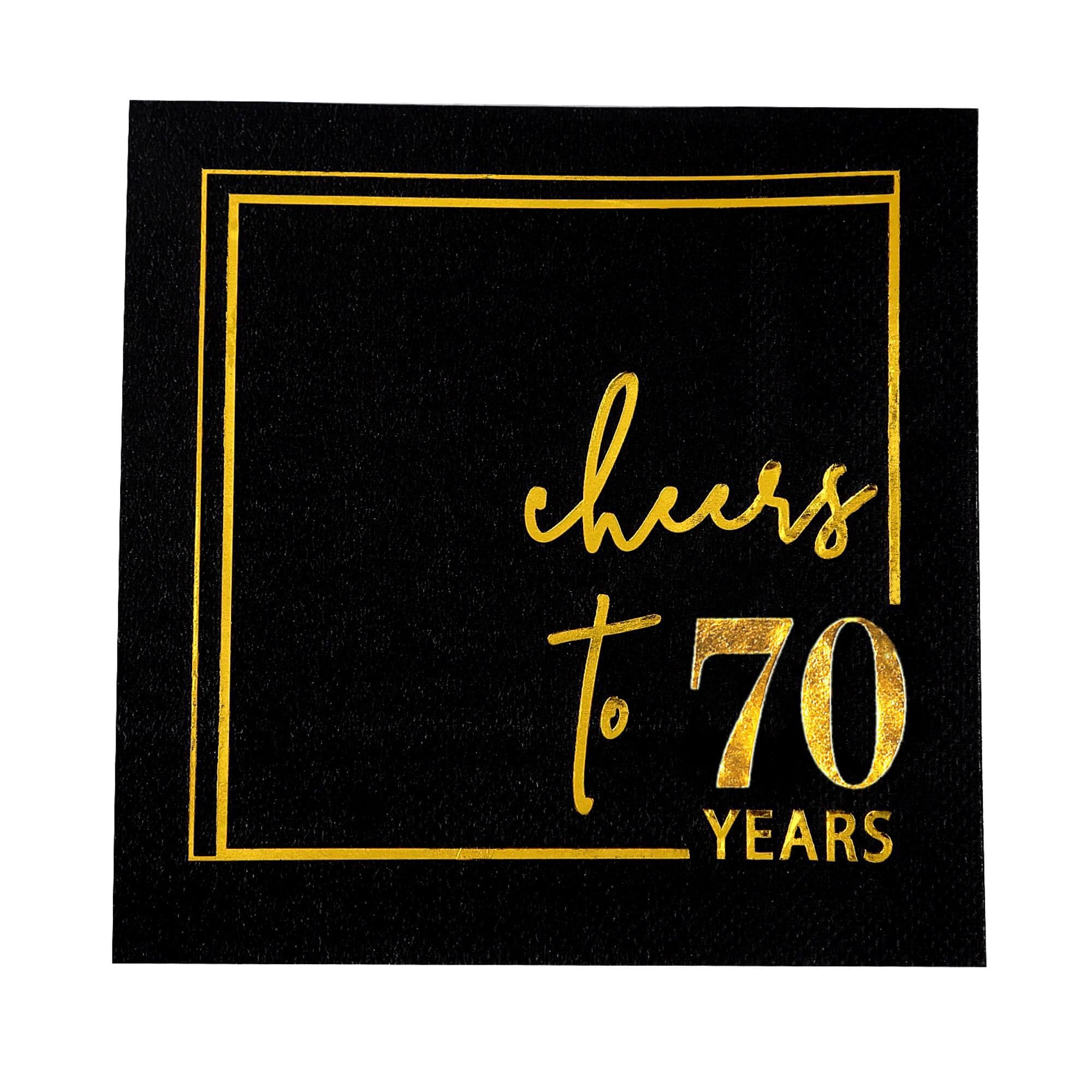 Winoo Design Cheers to Years: servilletas coctel dorado y negro, ideales para aniversarios.