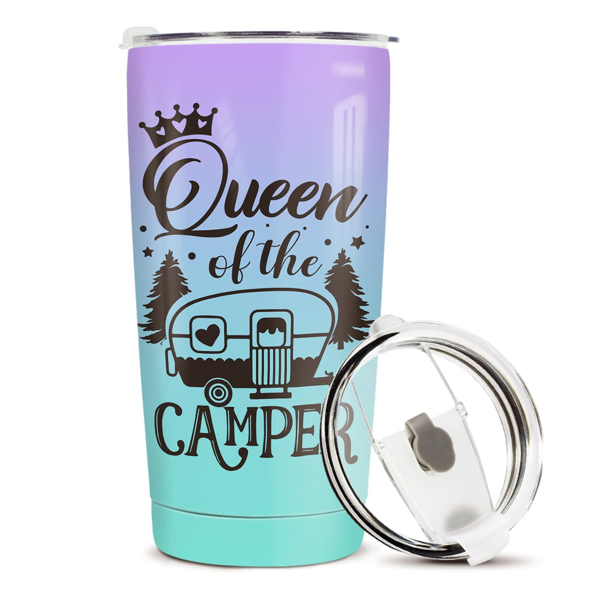 Winorax Reina del Campamento, vaso termo 20 oz con tapa para camping