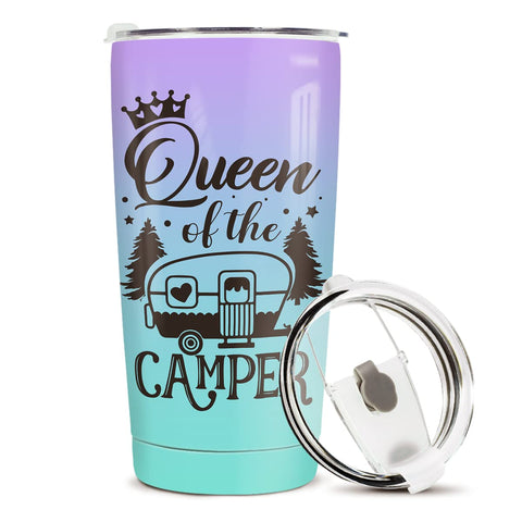 Winorax Reina del Campamento, vaso termo 20 oz con tapa para camping