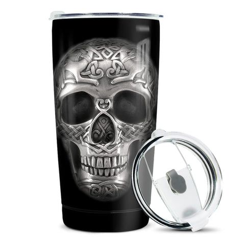 winorax Skull Tumbler 20oz, acero inoxidable, ideal para bebidas calientes o frías.