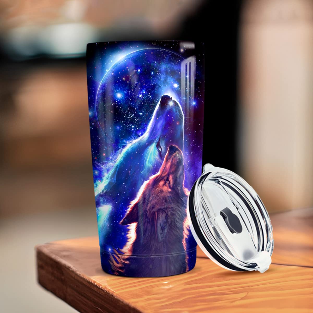 Winorax Wolf Tumbler impresión borde a borde con colores vivos