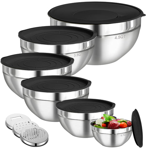 Winproper bol de mezcla de 4.5 qt con tapa hermética para mezclar y almacenar