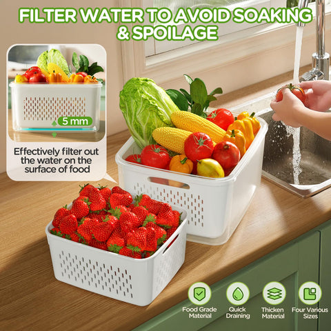 Winproper contenedor con colador removible para lavado de fruta.