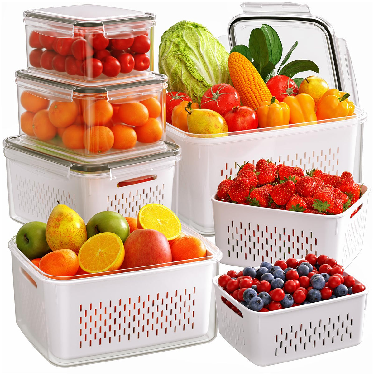 Winproper contenedores para fruta con coladores removibles para enjuague rápido