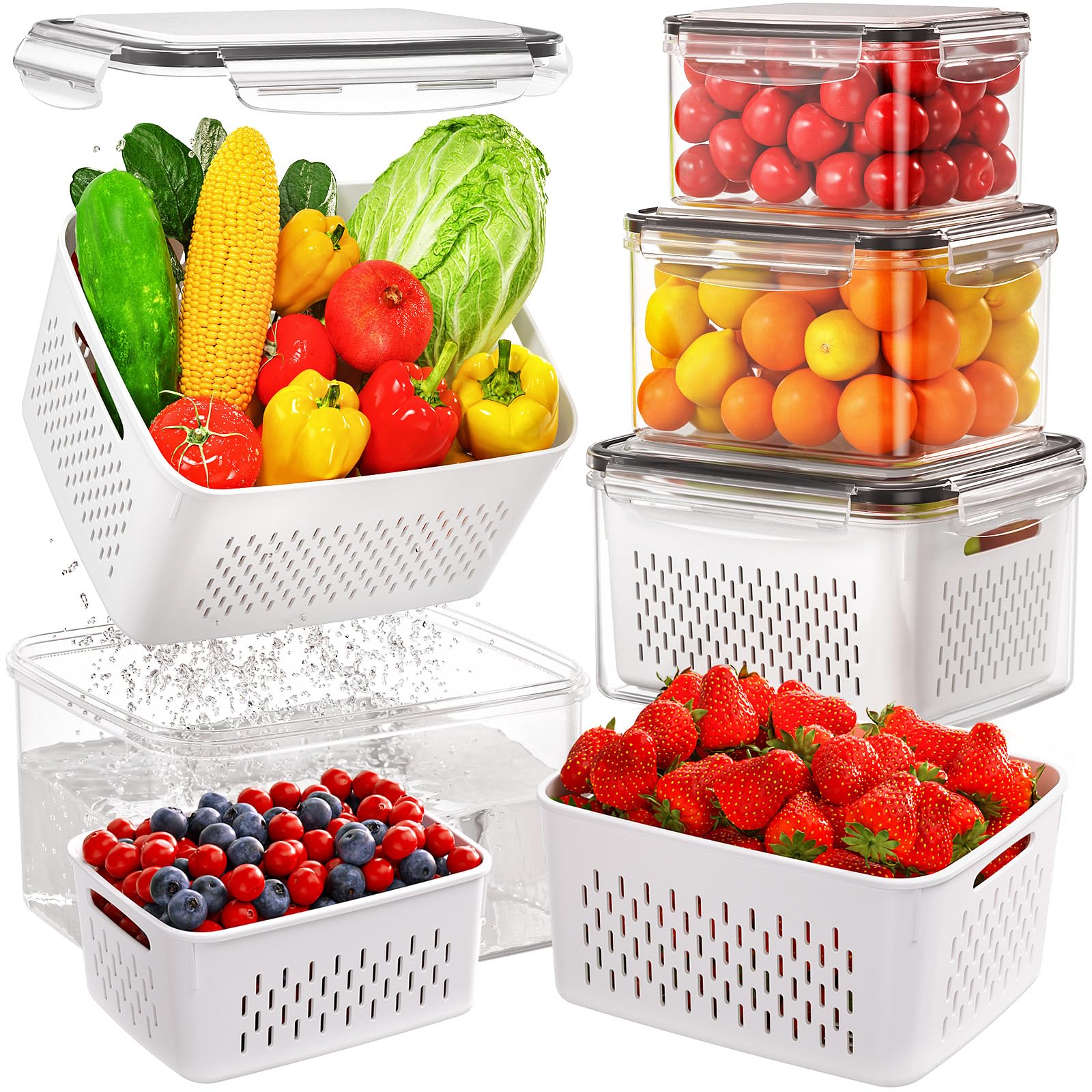 Winproper contenedores para fruta en frigorífico, 4 piezas para almacenar y organizar.