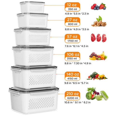 Winproper contenedores de plástico libre de BPA para frutas y verduras