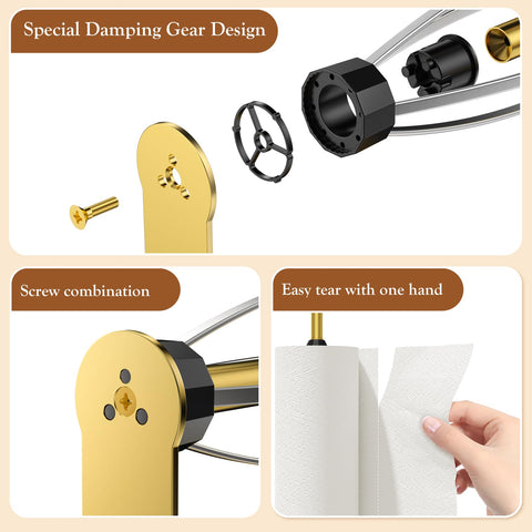 Winproper instalación con tornillos para portarrollos en oro