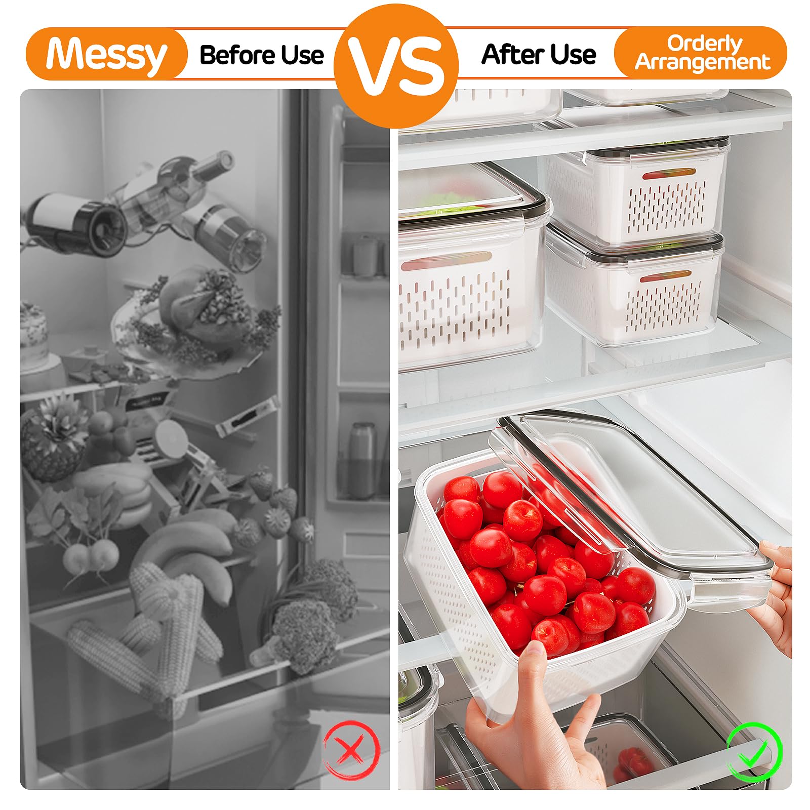 Winproper organizador versátil para fruta, verdura, carne y snacks en la nevera