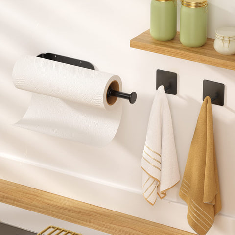 Winproper porta-papel-bajo-armario-adhesivo instalación rápida sin taladro y ahorro de espacio.
