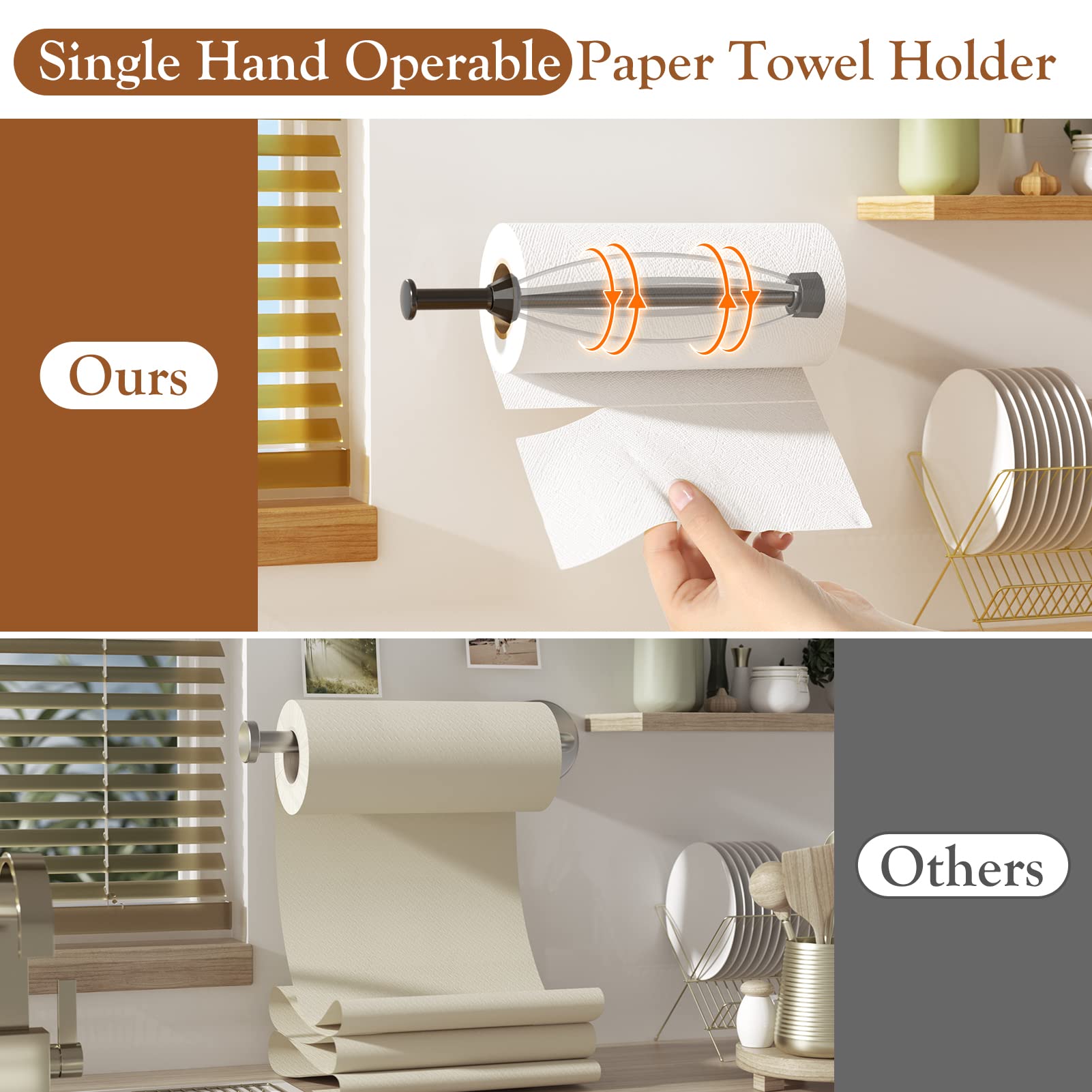 Winproper porta-papel-bajo-armario-tornillos instalación segura con tornillos para mayor estabilidad.