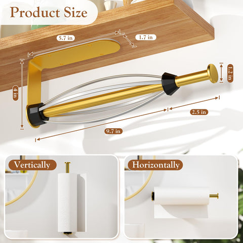 Winproper uso en cocina, portarrollos oro para optimizar espacio