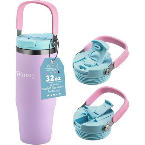 Winscj vaso aislado de 32 onzas con manija ergonómica para llevar cómodo en casa