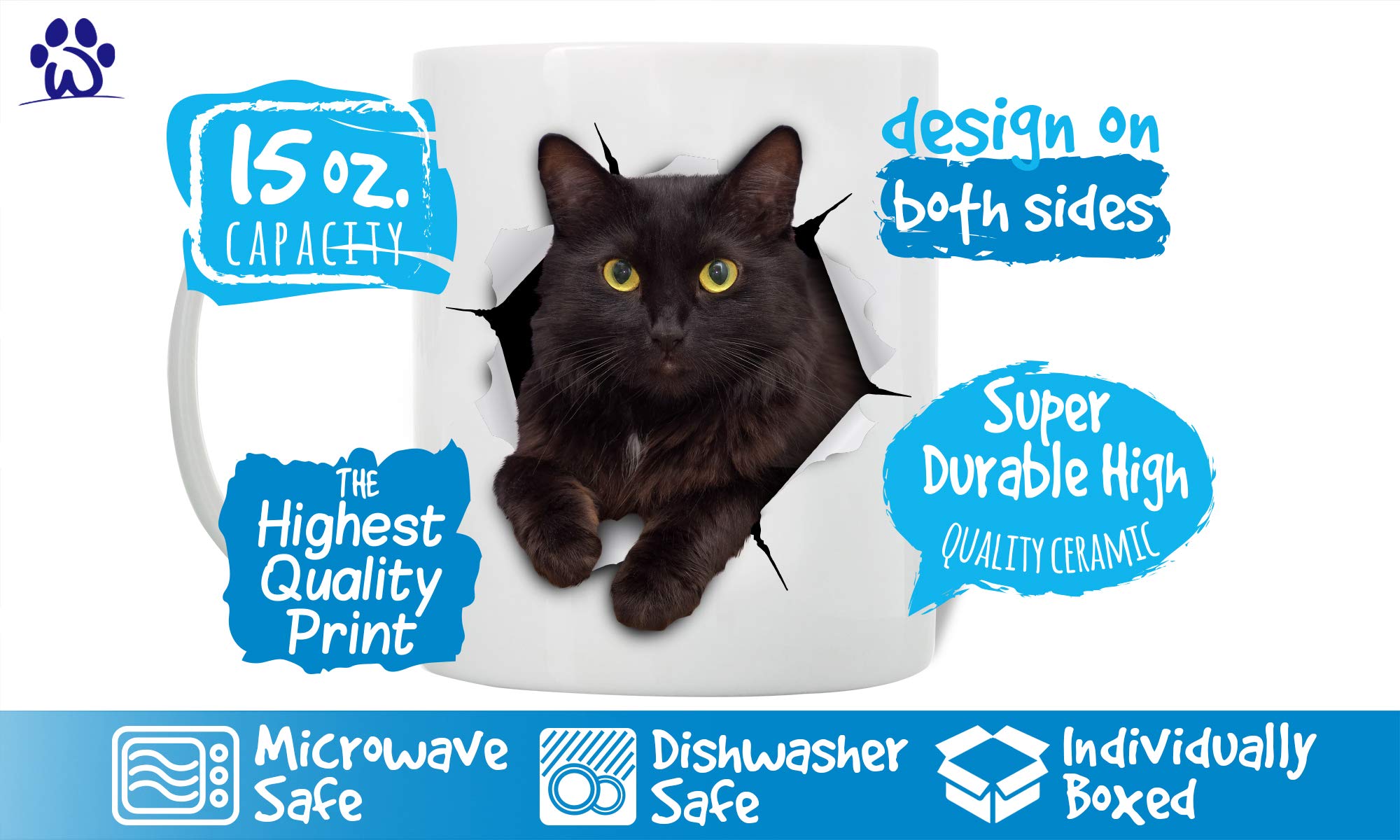 Taza de cerámica blanca Winston & Bear de 15 oz, duradera