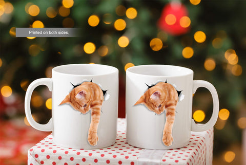 Rasgos de superficie de la taza Winston & Bear gatito jengibre naranja, tacto agradable