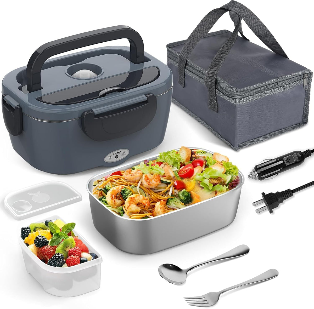 WisaKey caja de almuerzo eléctrica con interior de acero mantiene comidas calientes en viaje