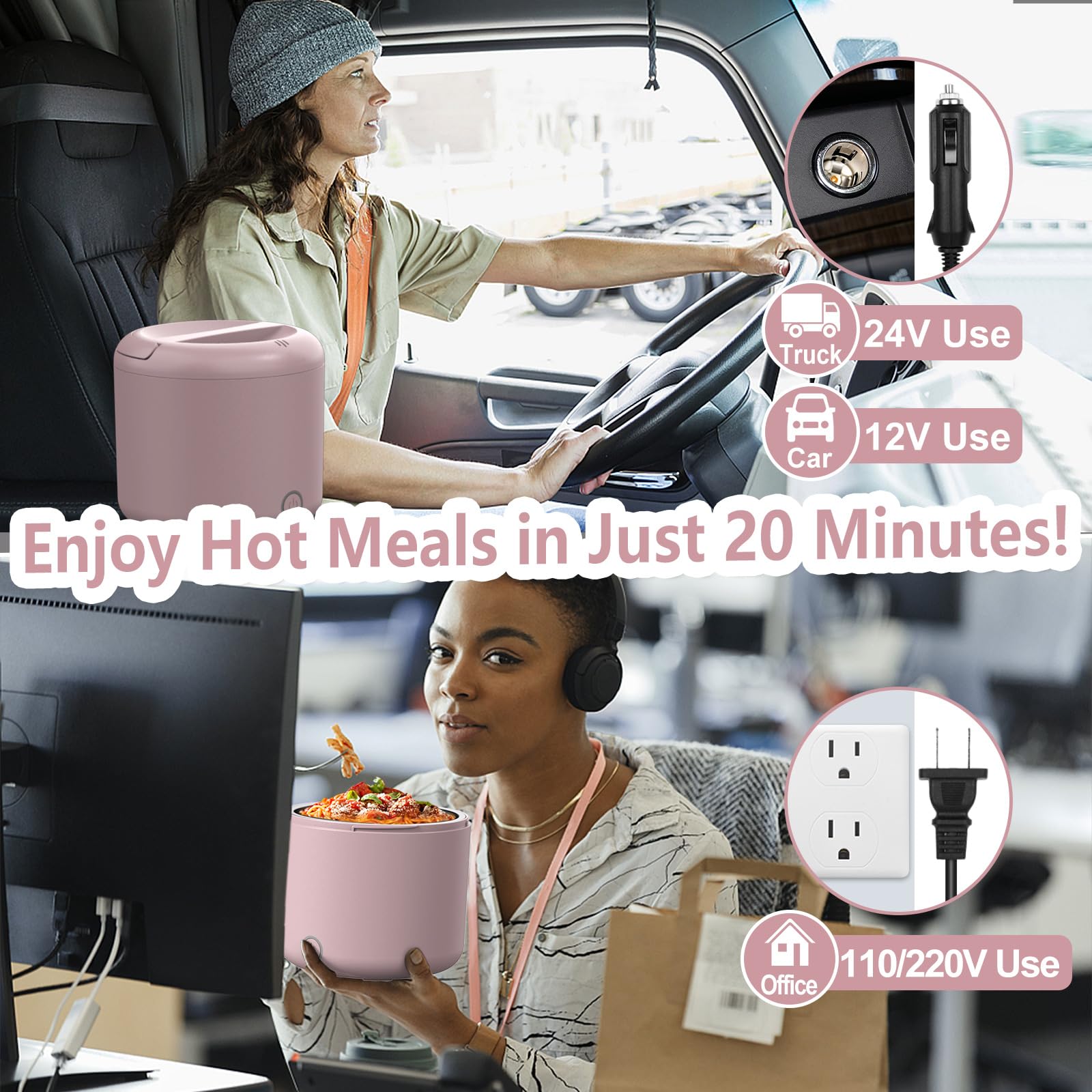 Wisakey lonchera eléctrica 41oz interior-acero-304 para duraderas comidas
