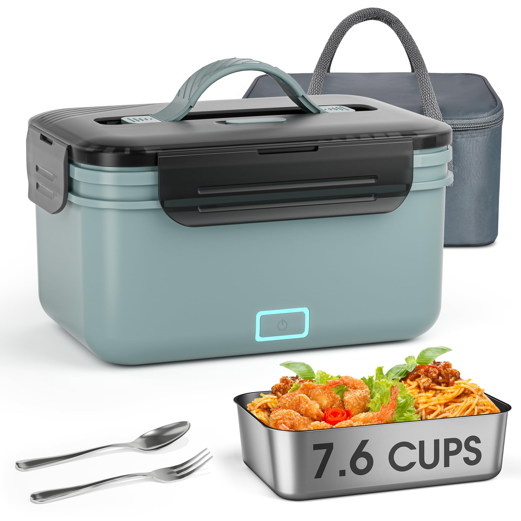 WisaKey lonchera eléctrica inalámbrica frontal, ideal para mantener comidas cálidas en la oficina.