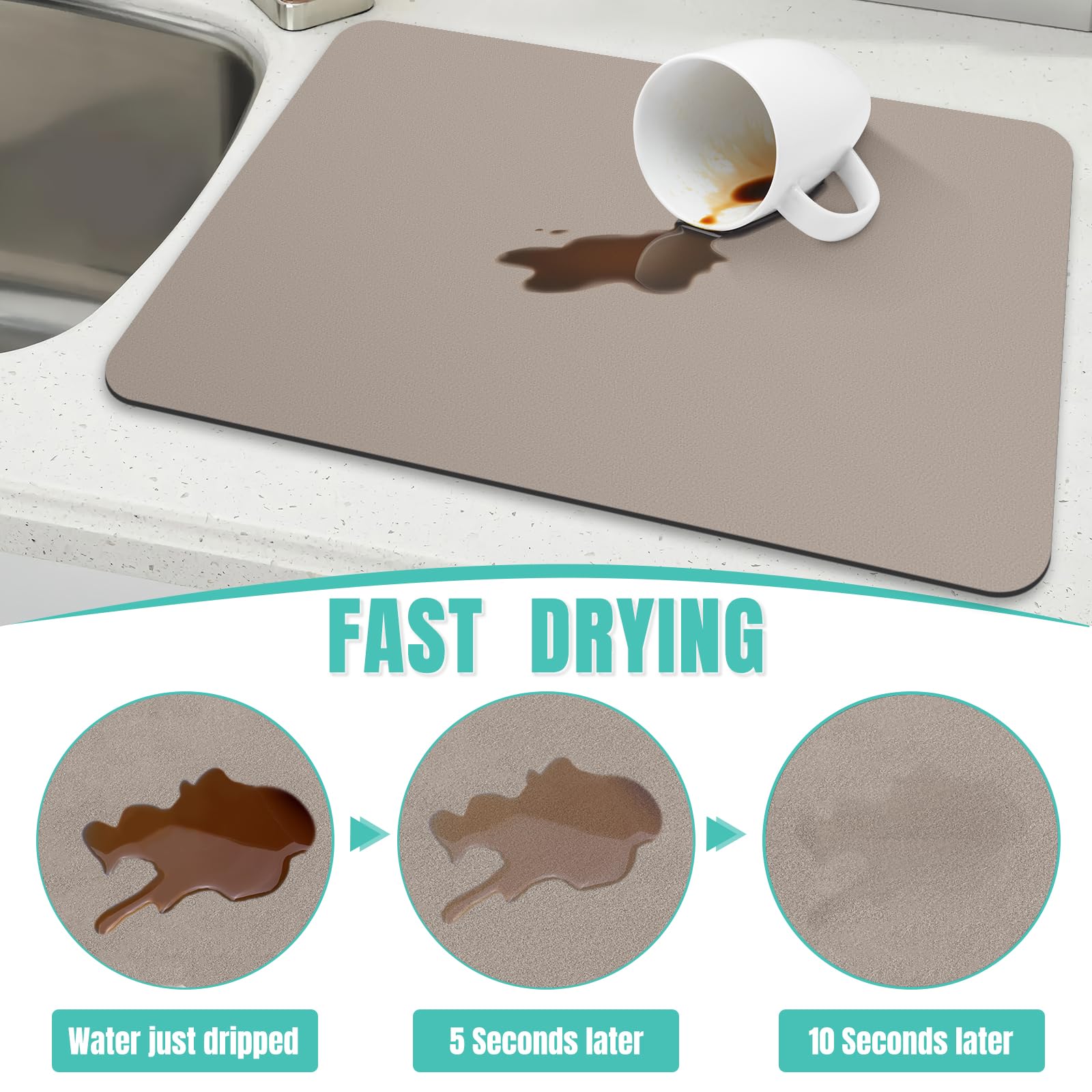 WISELIFE tapete secado para máquina de cafe mantiene área limpia.