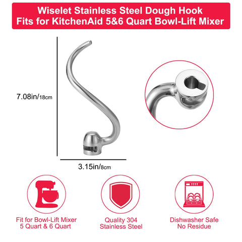 Wiselet gancho masa acero inoxidable, apto lavavajillas para limpieza fácil