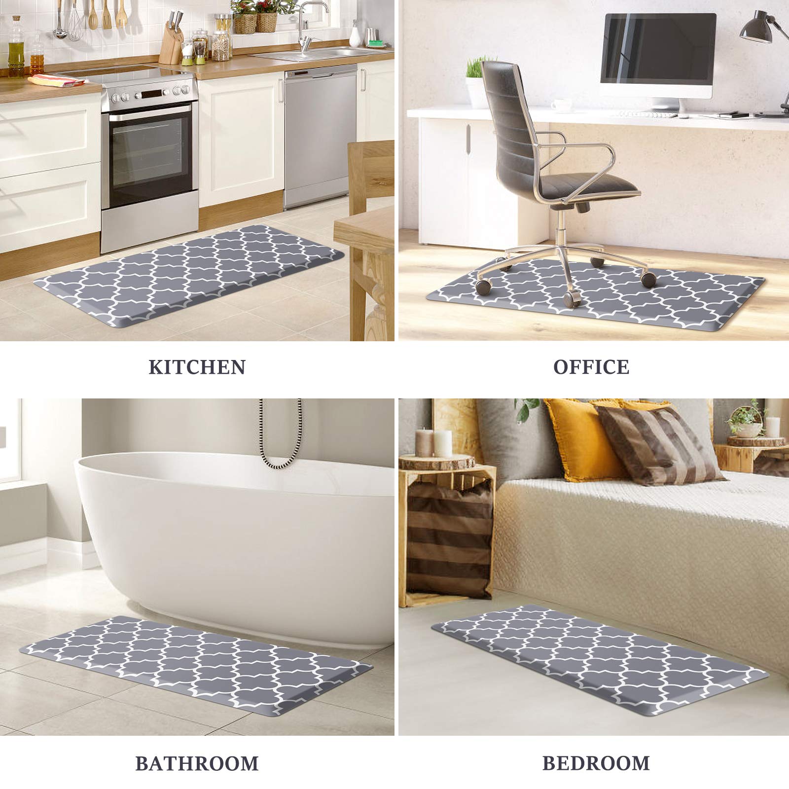 WISELIFE alfombra con borde ergonómico gris reduce tropiezos y ofrece apoyo