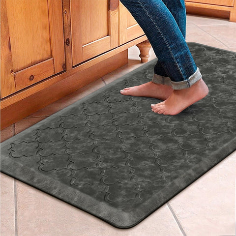 WISELIFE alfombra de cocina acolchada antifatiga gris para mayor confort al cocinar.